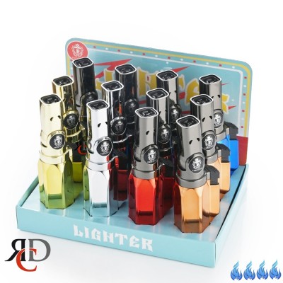 PRESTIGE TORCH LIGHTERS 4-FLAME METALIC FINISH - PTDS02 12CT/ DISPLAY